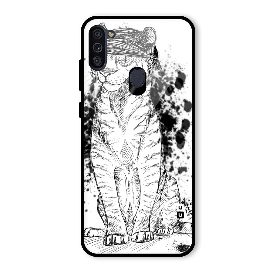 Tiger Wink Glass Back Case for Galaxy M11