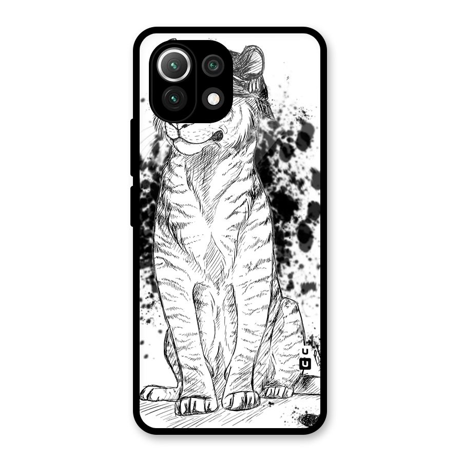 Tiger Wink Glass Back Case for Mi 11 Lite