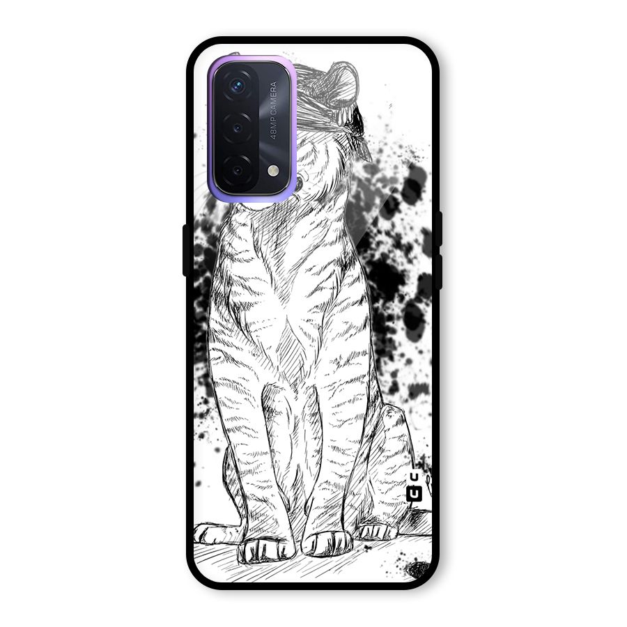 Tiger Wink Glass Back Case for Oppo A74 5G