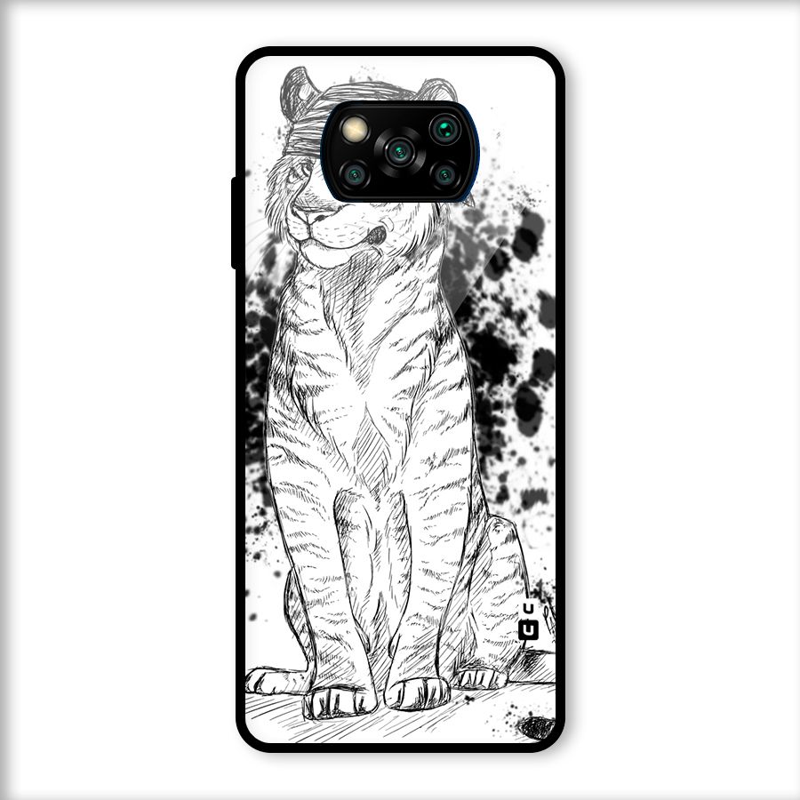 Tiger Wink Glass Back Case for Poco X3