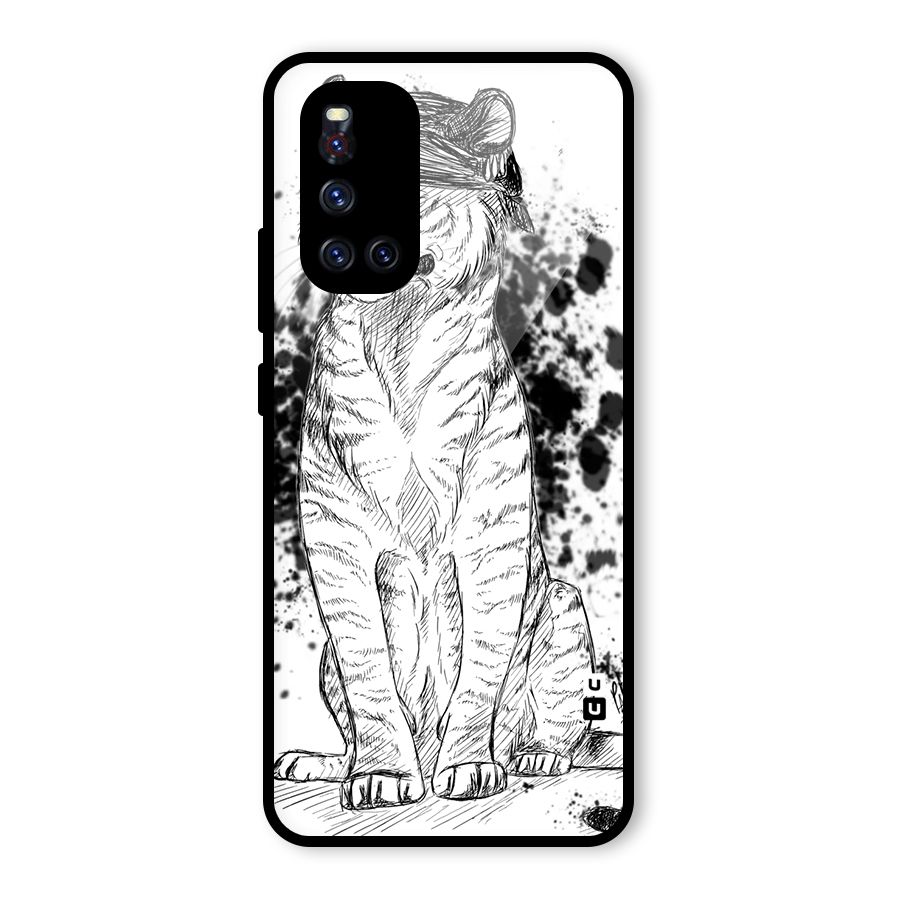 Tiger Wink Glass Back Case for Vivo V19