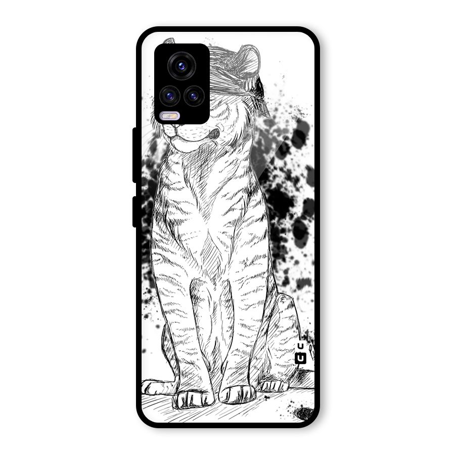 Tiger Wink Glass Back Case for Vivo V20