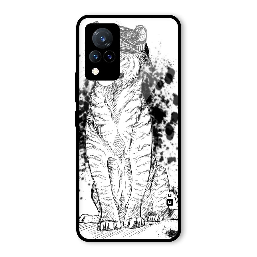 Tiger Wink Glass Back Case for Vivo V21 5G