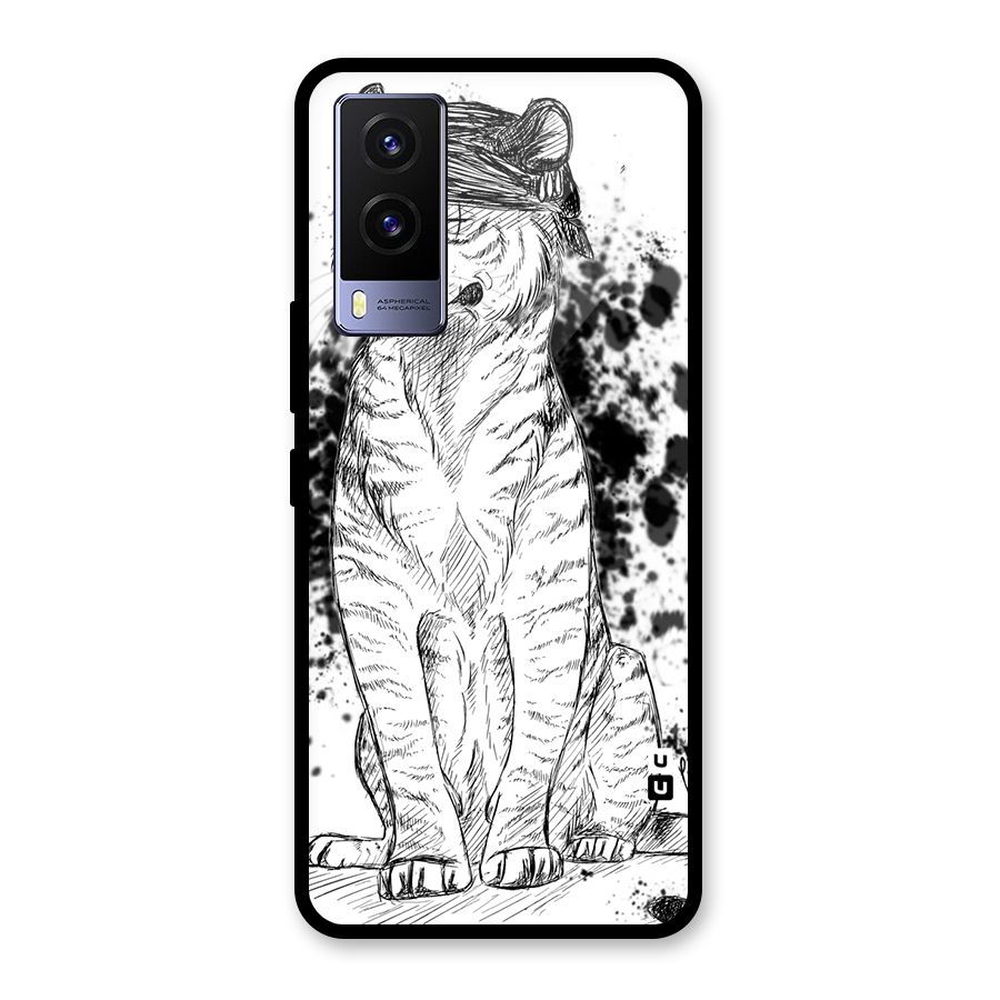 Tiger Wink Glass Back Case for Vivo V21e 5G