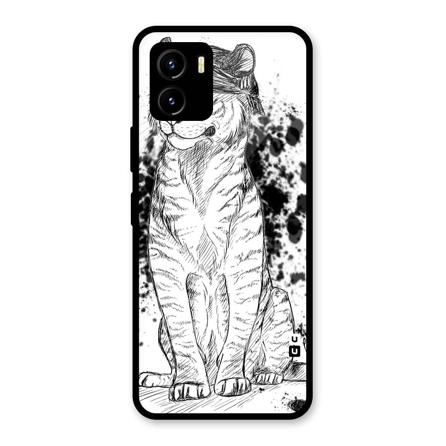 Tiger Wink Glass Back Case for Vivo Y15s