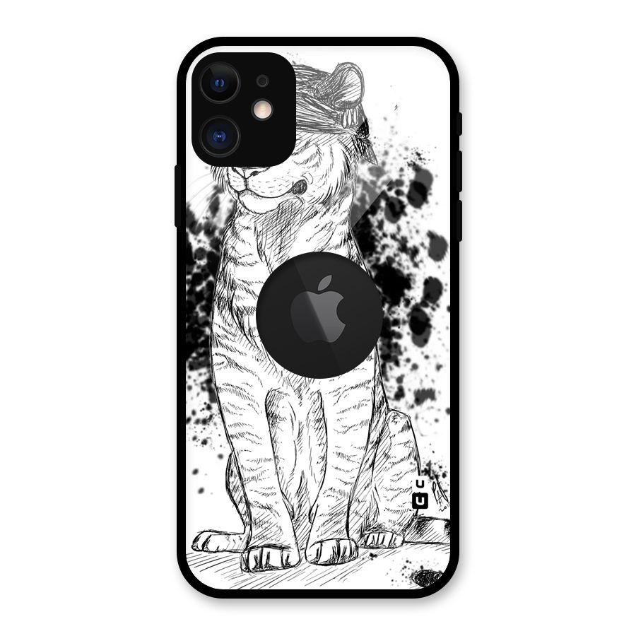 Tiger Wink Glass Back Case for iPhone 11 Logo Cut