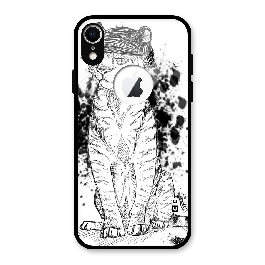 Tiger Wink Glass Back Case for iPhone XR Logo Cut