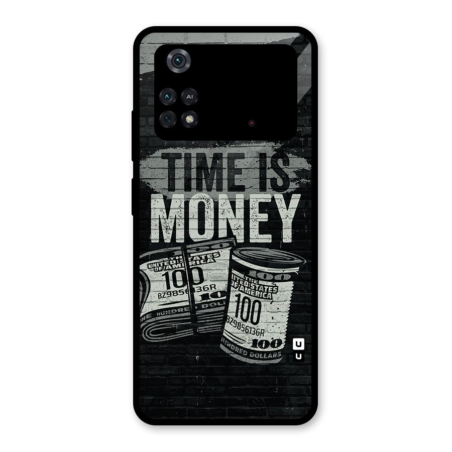 Time Is Money Glass Back Case for Poco M4 Pro 4G