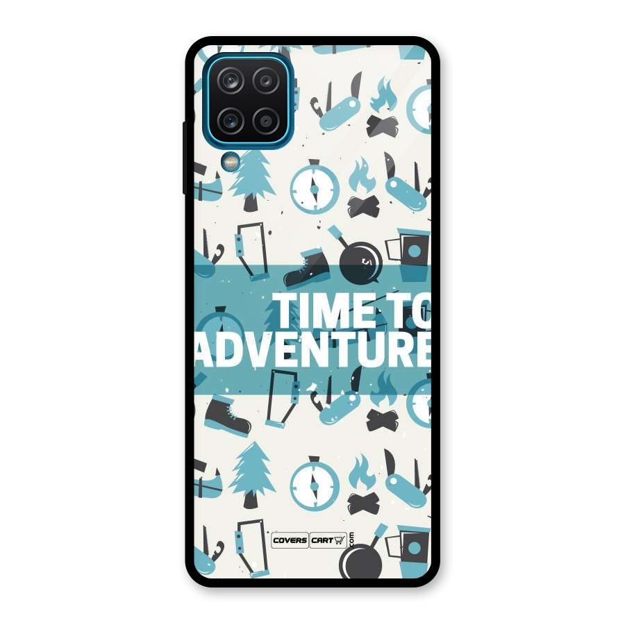 Time To Adventure Blazing Blue Glass Back Case for Galaxy A12