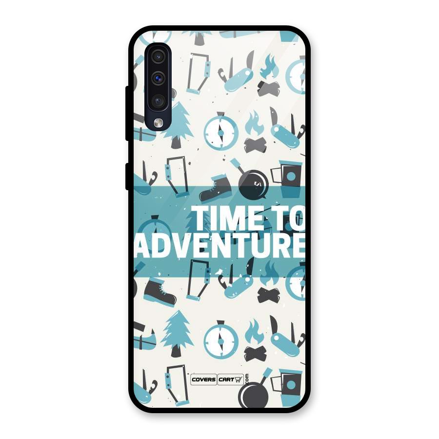 Time To Adventure Blazing Blue Glass Back Case for Galaxy A30s