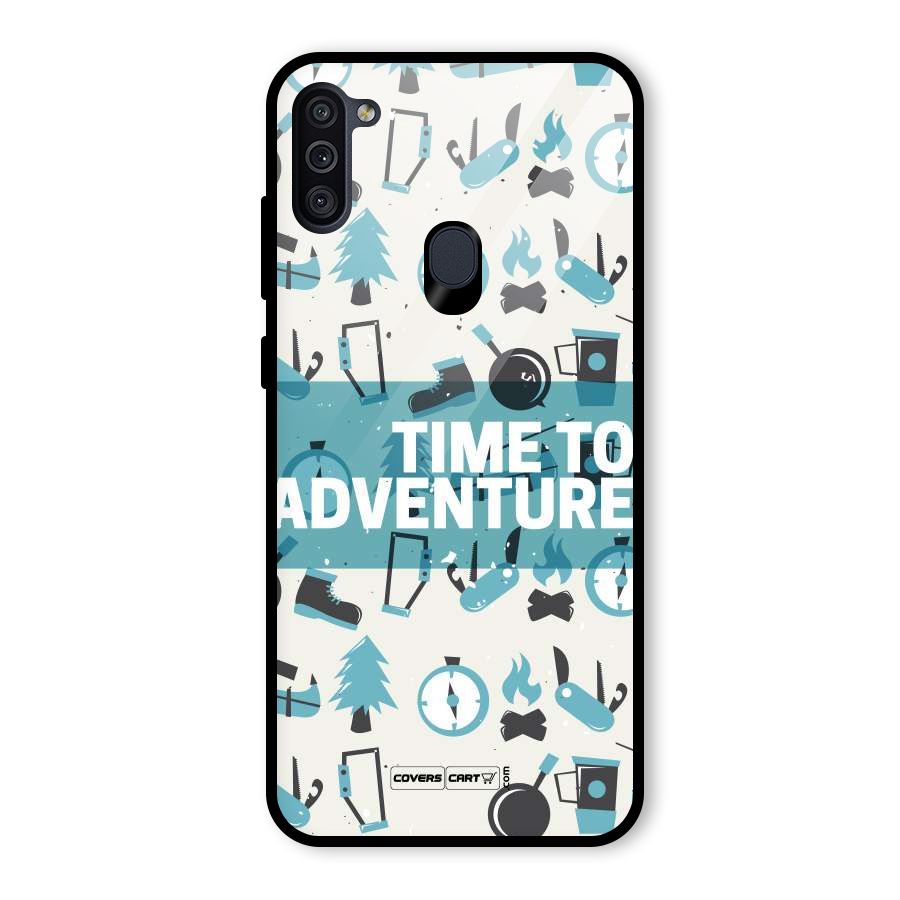 Time To Adventure Blazing Blue Glass Back Case for Galaxy M11
