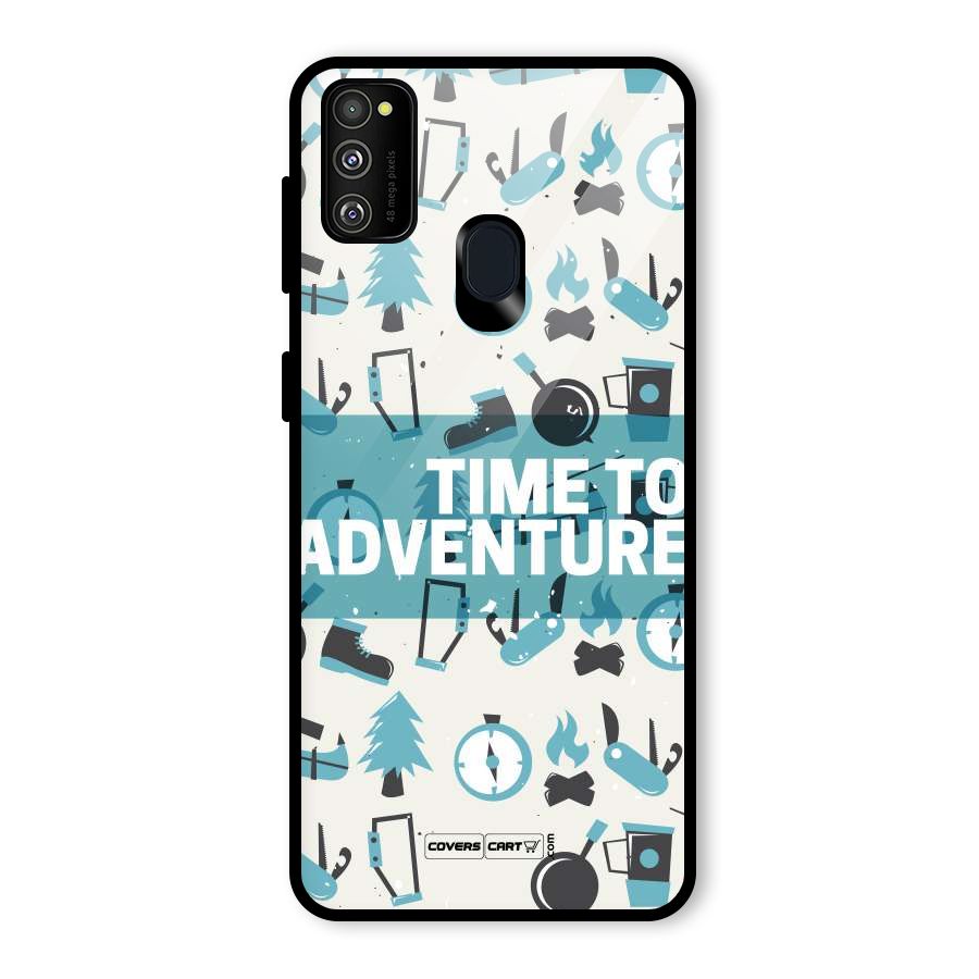 Time To Adventure Blazing Blue Glass Back Case for Galaxy M30s