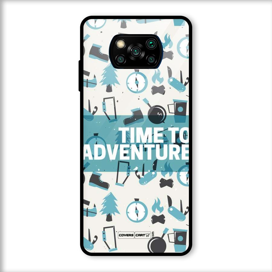 Time To Adventure Blazing Blue Glass Back Case for Poco X3