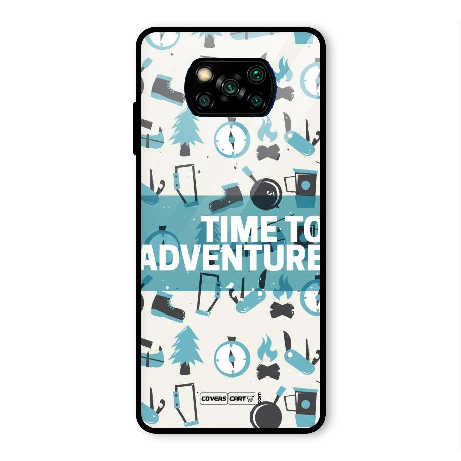 Time To Adventure Blazing Blue Glass Back Case for Poco X3 Pro