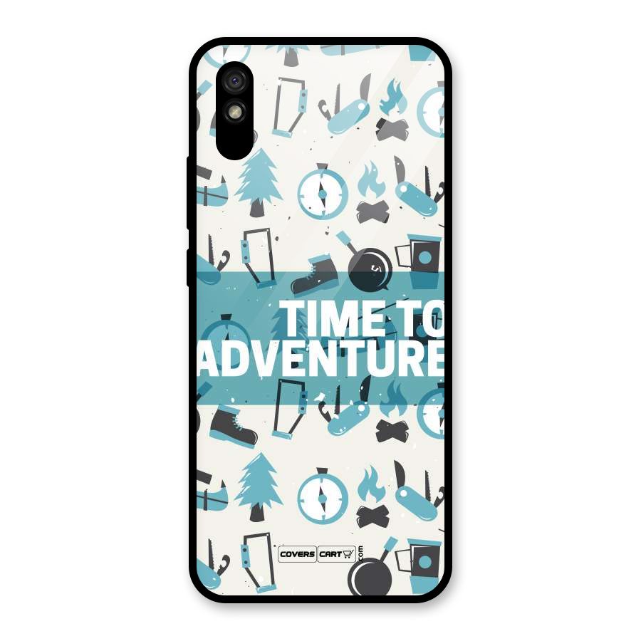 Time To Adventure Blazing Blue Glass Back Case for Redmi 9i