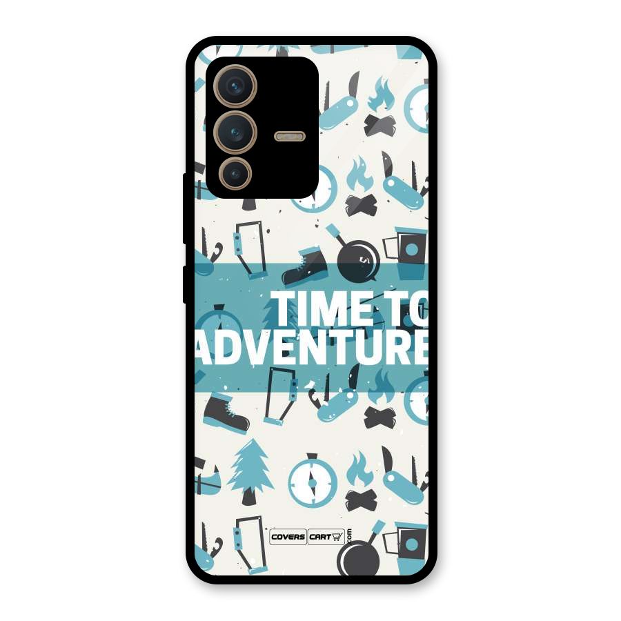 Time To Adventure Blazing Blue Glass Back Case for Vivo V23 5G