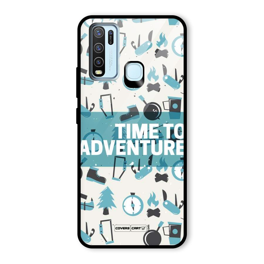 Time To Adventure Blazing Blue Glass Back Case for Vivo Y50