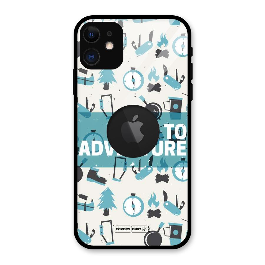 Time To Adventure Blazing Blue Glass Back Case for iPhone 11 Logo Cut