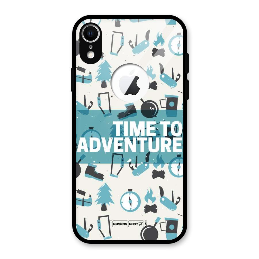 Time To Adventure Blazing Blue Glass Back Case for iPhone XR Logo Cut
