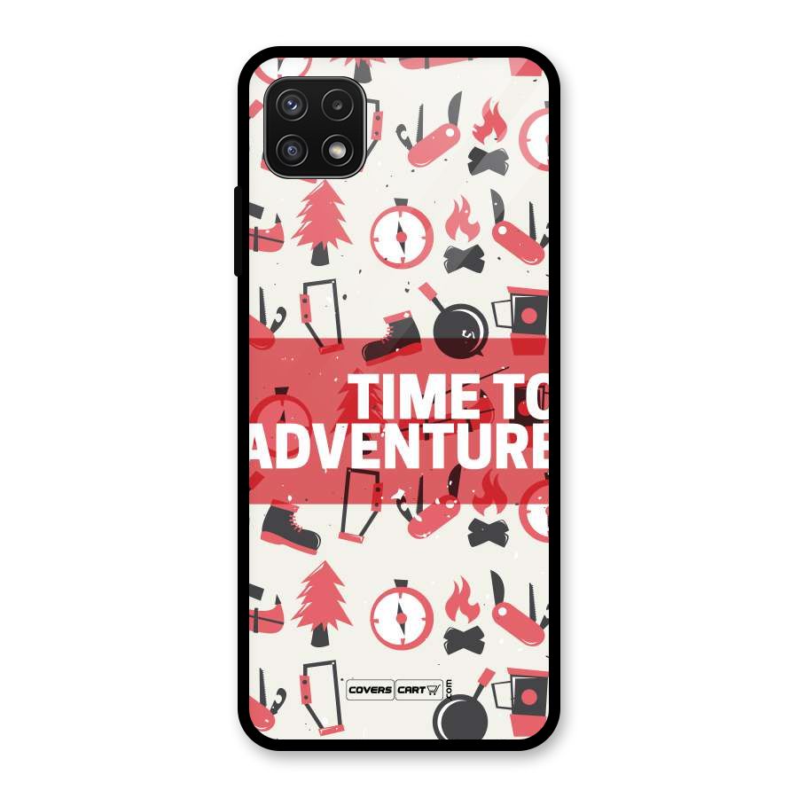 Time To Adventure Radiant Red Glass Back Case for Galaxy A22 5G