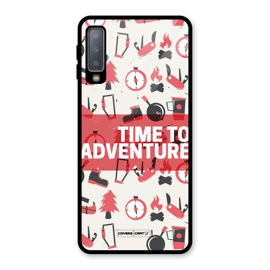 Time To Adventure Radiant Red Glass Back Case for Galaxy A7 (2018)