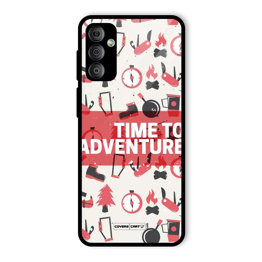 Time To Adventure Radiant Red Glass Back Case for Galaxy F23