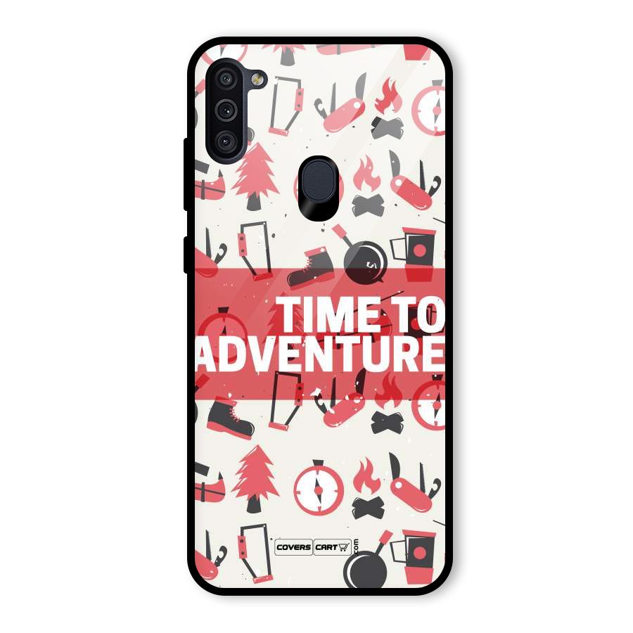 Time To Adventure Radiant Red Glass Back Case for Galaxy M11
