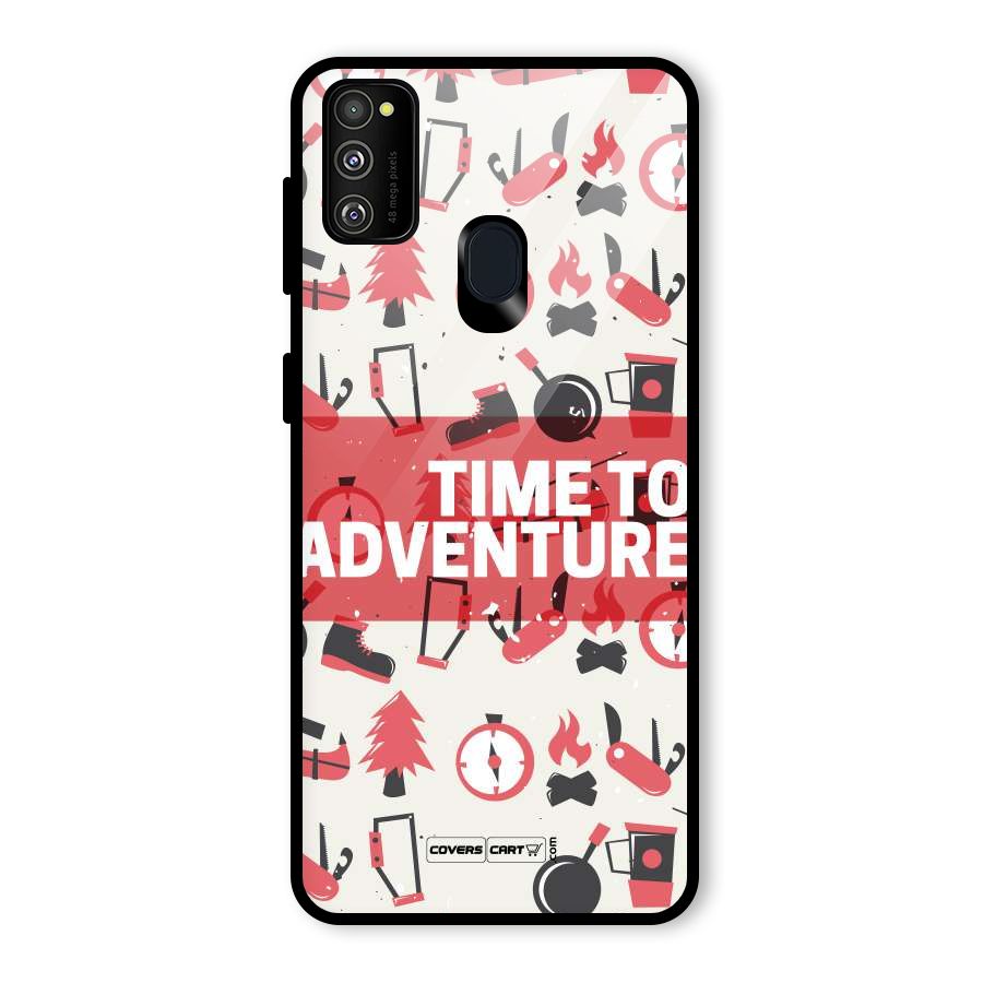 Time To Adventure Radiant Red Glass Back Case for Galaxy M30s