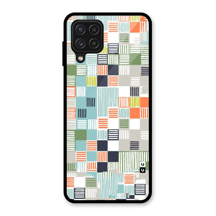 Tiny Boxes Stripes Glass Back Case for Galaxy A22 4G