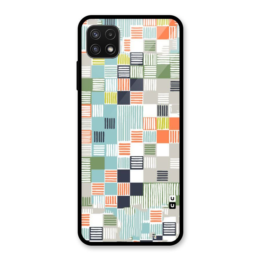 Tiny Boxes Stripes Glass Back Case for Galaxy A22 5G
