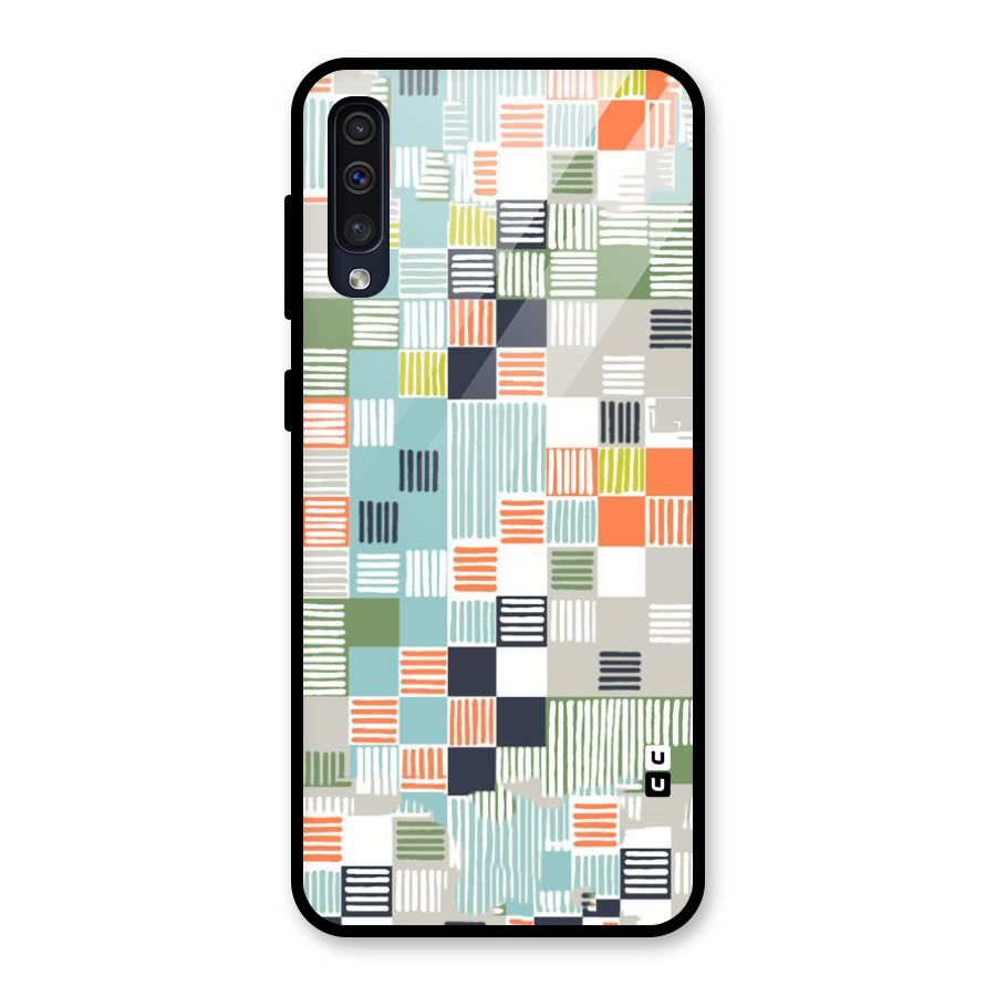 Tiny Boxes Stripes Glass Back Case for Galaxy A50