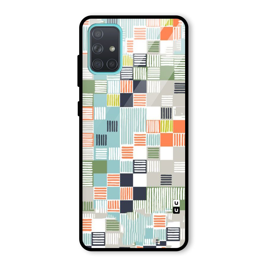 Tiny Boxes Stripes Glass Back Case for Galaxy A71