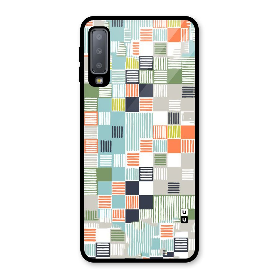 Tiny Boxes Stripes Glass Back Case for Galaxy A7 (2018)