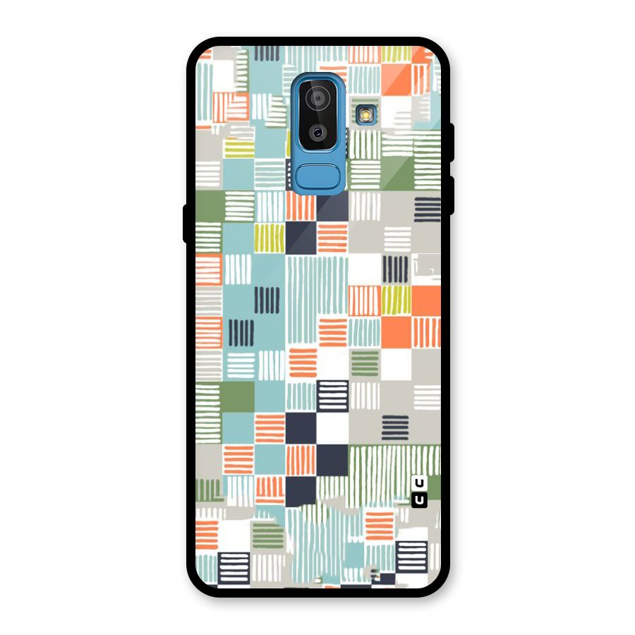 Tiny Boxes Stripes Glass Back Case for Galaxy J8