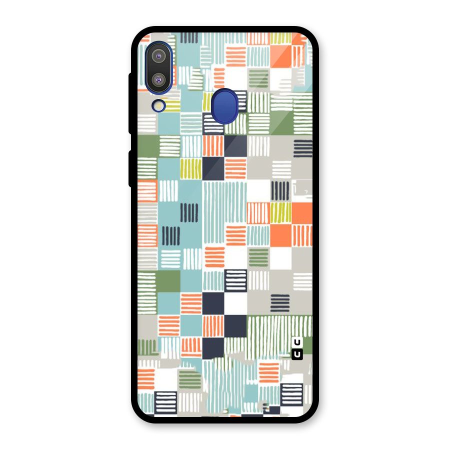 Tiny Boxes Stripes Glass Back Case for Galaxy M20