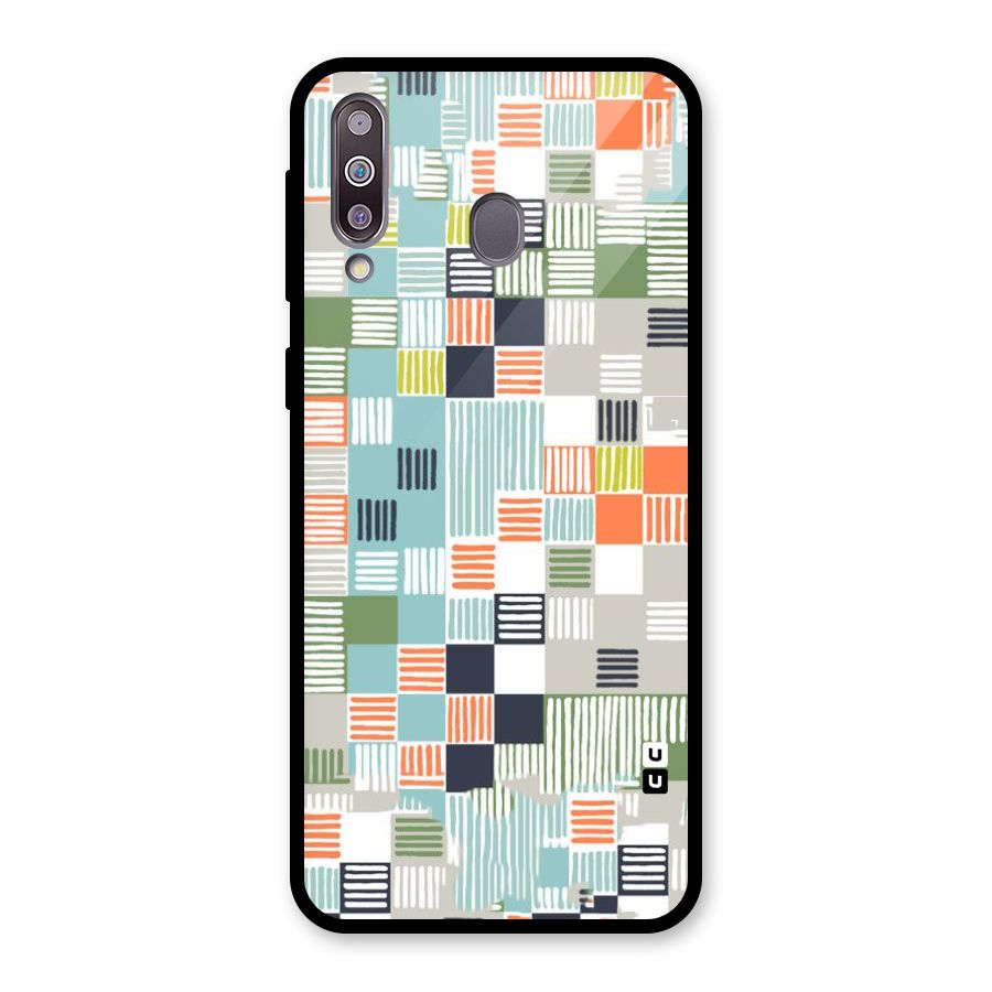 Tiny Boxes Stripes Glass Back Case for Galaxy M30