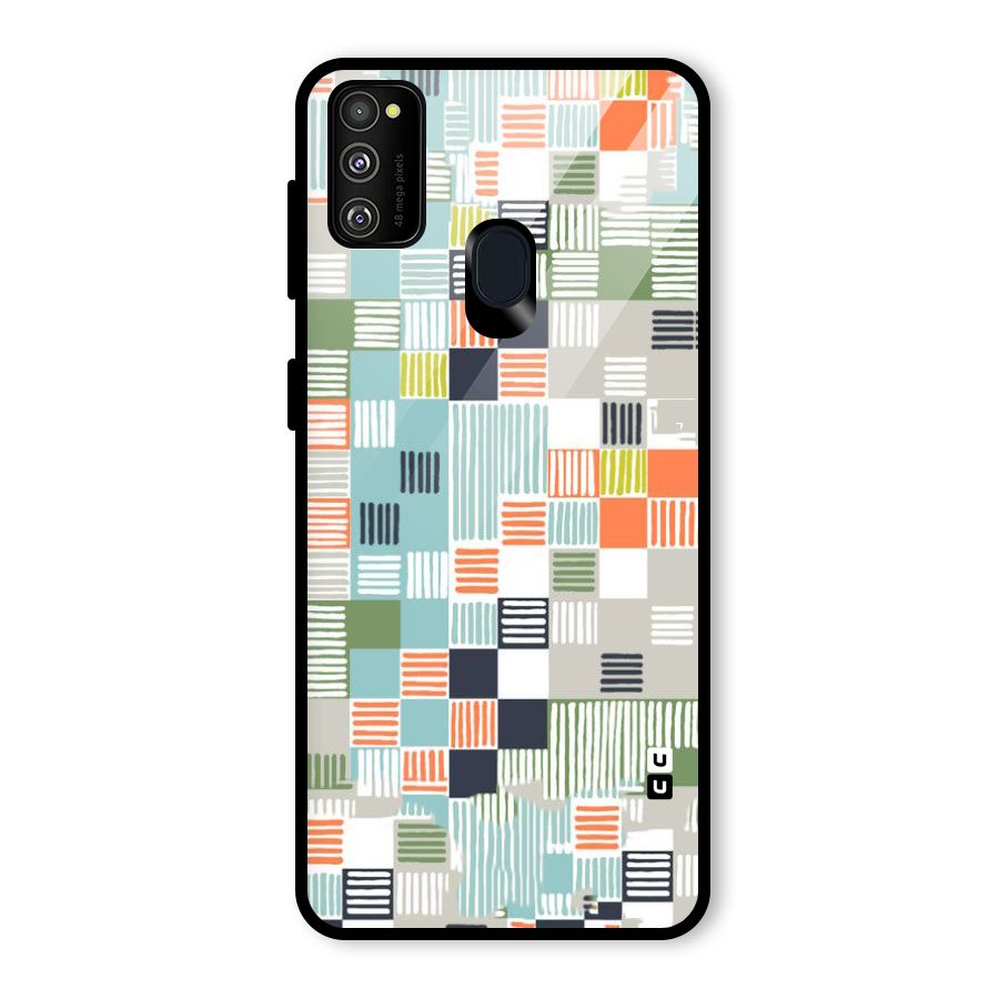 Tiny Boxes Stripes Glass Back Case for Galaxy M30s