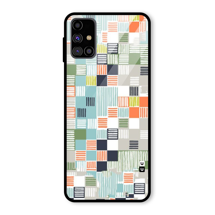 Tiny Boxes Stripes Glass Back Case for Galaxy M31s