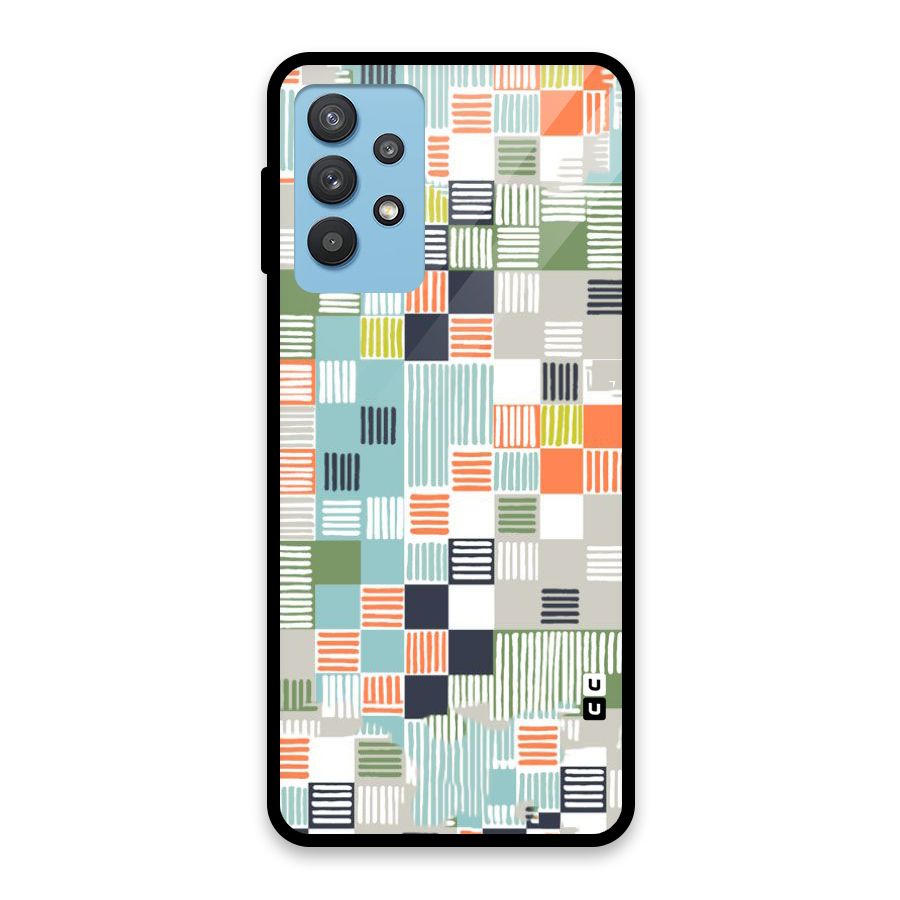 Tiny Boxes Stripes Glass Back Case for Galaxy M32 5G