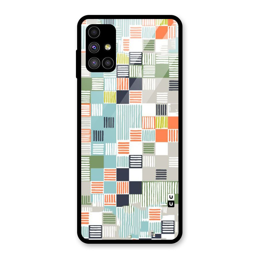 Tiny Boxes Stripes Glass Back Case for Galaxy M51