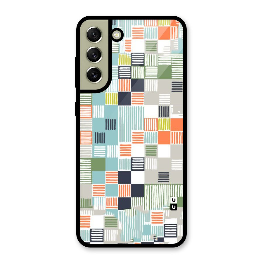 Tiny Boxes Stripes Glass Back Case for Galaxy S21 FE 5G