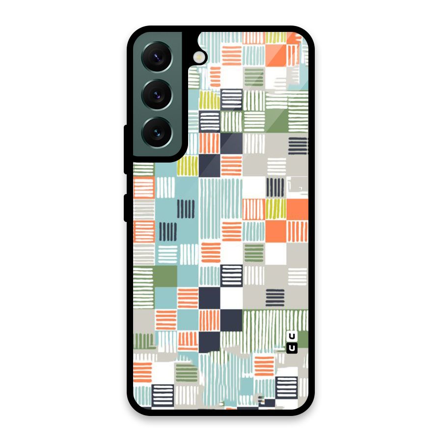 Tiny Boxes Stripes Glass Back Case for Galaxy S22 5G