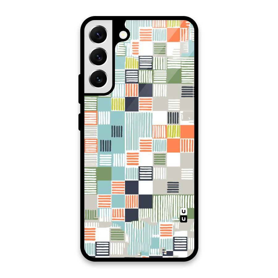 Tiny Boxes Stripes Glass Back Case for Galaxy S22 Plus 5G