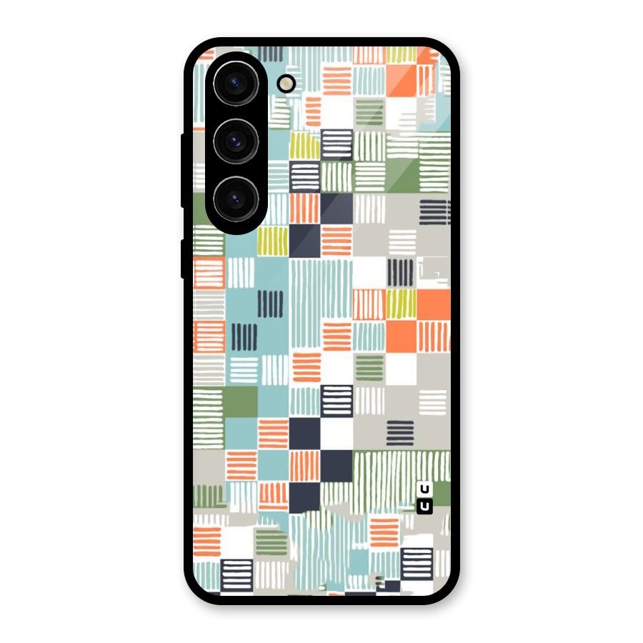 Tiny Boxes Stripes Glass Back Case for Galaxy S23 Plus