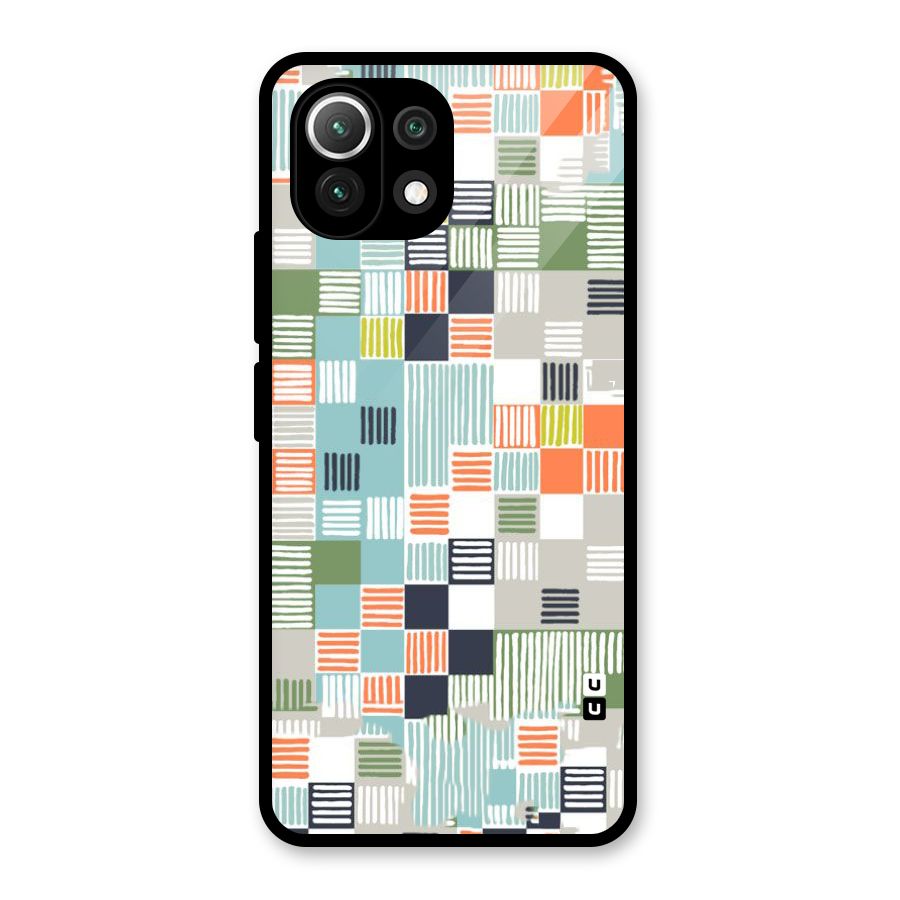 Tiny Boxes Stripes Glass Back Case for Mi 11 Lite NE 5G