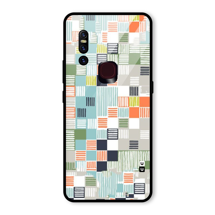 Tiny Boxes Stripes Glass Back Case for Vivo V15