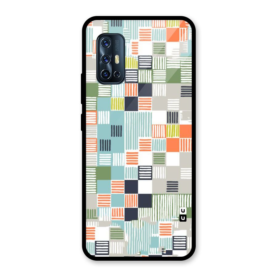 Tiny Boxes Stripes Glass Back Case for Vivo V17