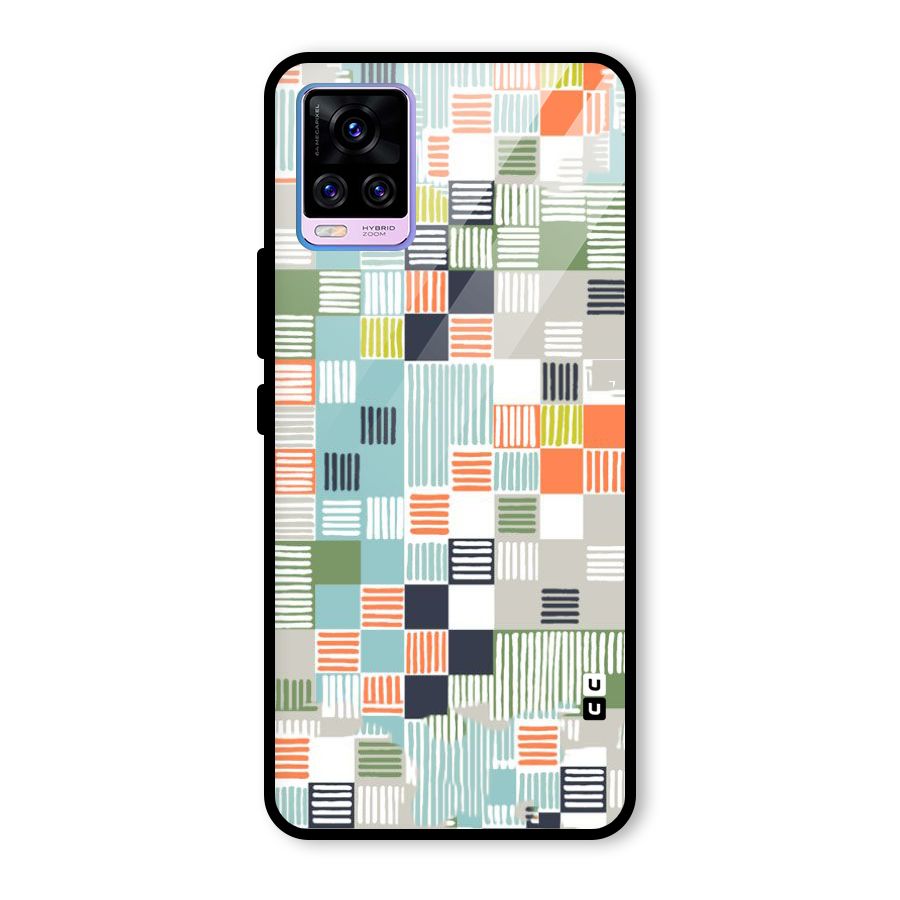Tiny Boxes Stripes Glass Back Case for Vivo V20 Pro