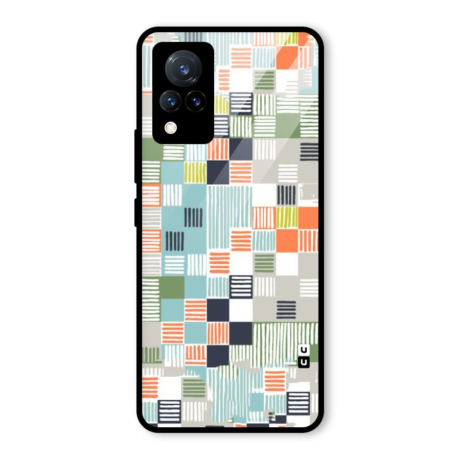 Tiny Boxes Stripes Glass Back Case for Vivo V21 5G