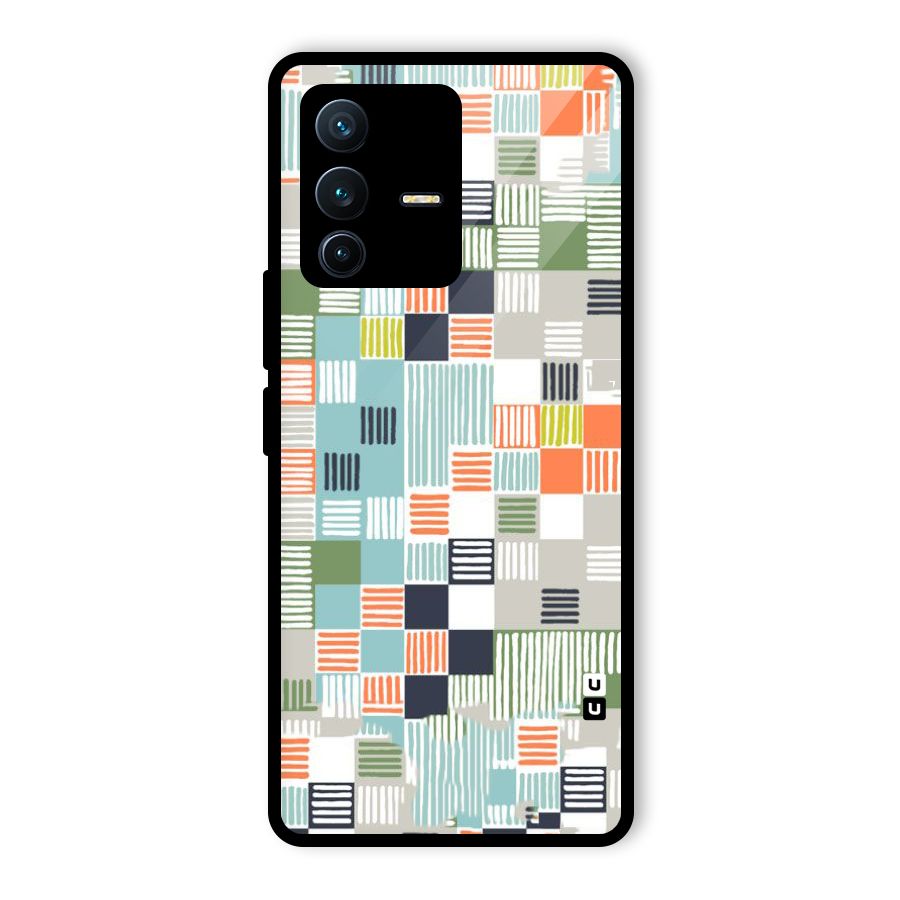 Tiny Boxes Stripes Glass Back Case for Vivo V23 Pro